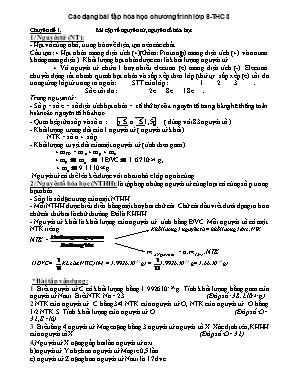 Các dạng bài tập Hóa học chương trình lớp 8 THCS - Chuyên đề 1 Bài tập về nguyên tử, nguyên tố Hóa học